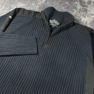 VTG Nautica Jeans Type N-3 Military 1/4 Zip Sweater Mens XL Cable Rib Knit Y2K